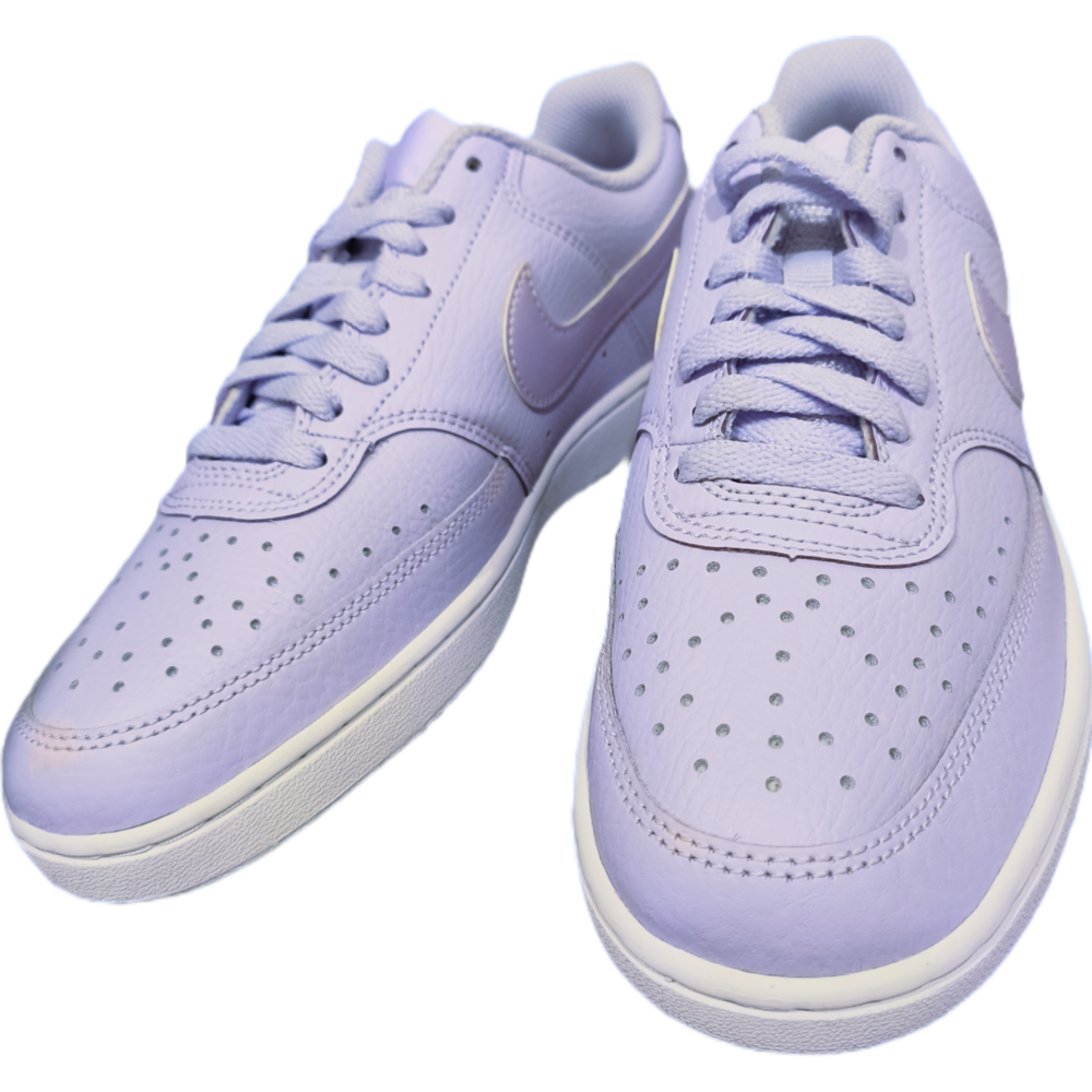 女 Nike 休閒鞋 Wmns Court Vision Low 女鞋 淡紫 白 皮革 復古 經典鞋-細節圖2