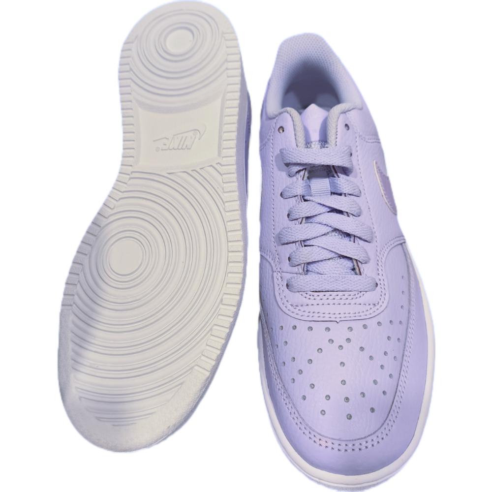 女 Nike 休閒鞋 Wmns Court Vision Low 女鞋 淡紫 白 皮革 復古 經典鞋-細節圖4