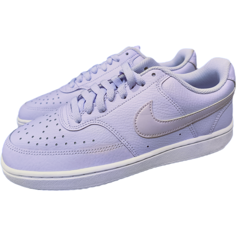 女 Nike 休閒鞋 Wmns Court Vision Low 女鞋 淡紫 白 皮革 復古 經典鞋-細節圖7