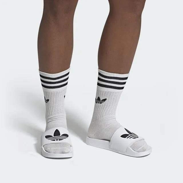 男款 ADIDAS ADILETTE LITE 愛迪達 三葉草 白色 運動拖鞋-細節圖9
