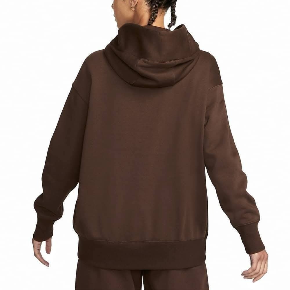 女子 Nike AS W Nsw Phnx Flc Os Po Hoodie 刷毛 保暖 刺繡LOGO 連帽上衣 咖啡-細節圖2