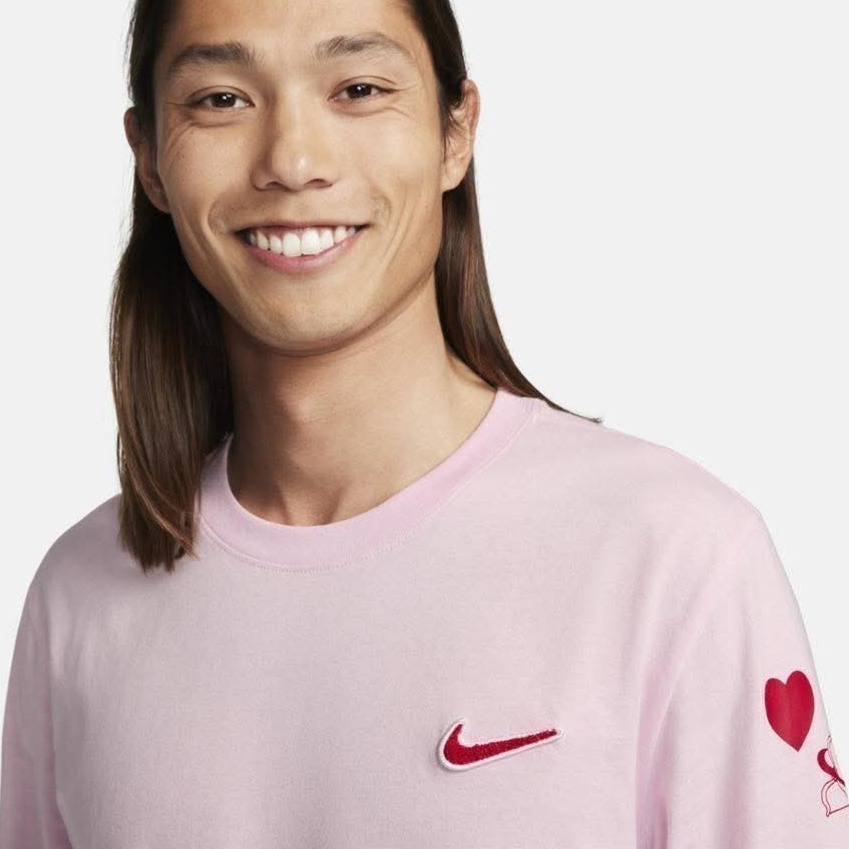 男子 NIKE SPORTSWEAR LONG-SLEEVE T-SHIRT 情人節 愛神邱比特 薄款 長袖上衣 粉色-細節圖5