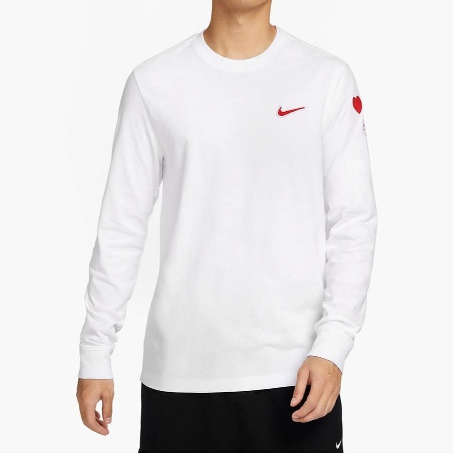 男子 NIKE SPORTSWEAR LONG-SLEEVE T-SHIRT 情人節 愛神邱比特 薄款 長袖上衣 白色-細節圖2