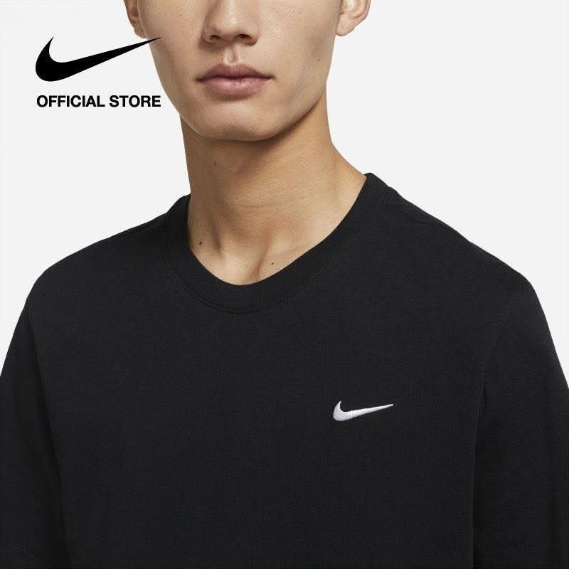 男子 NIKE SWOOSH TEE  刺繡小勾 棉質 短袖上衣 黑色 定價880-細節圖3