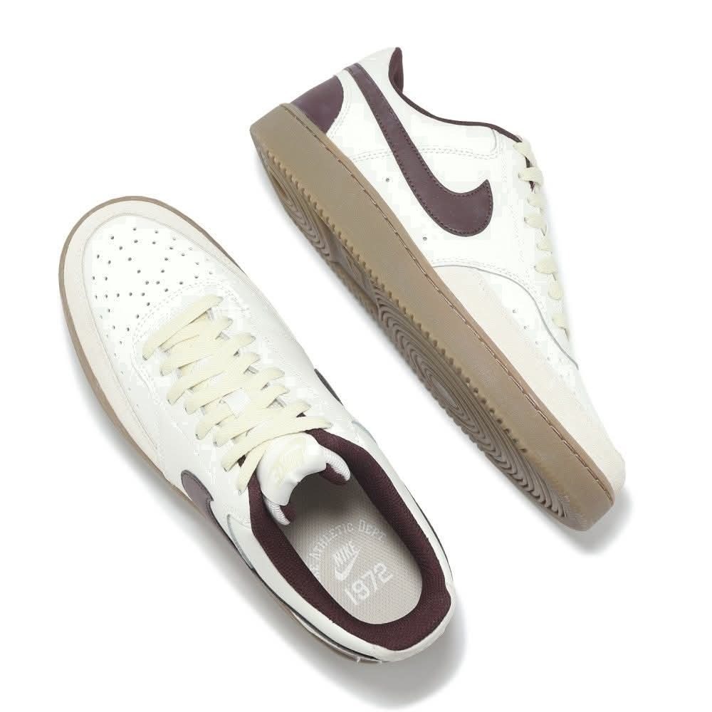 男款 Nike Court Vision LO 米白咖啡 皮革+麂皮 復古 穿搭 休閒鞋 定價2700-細節圖2