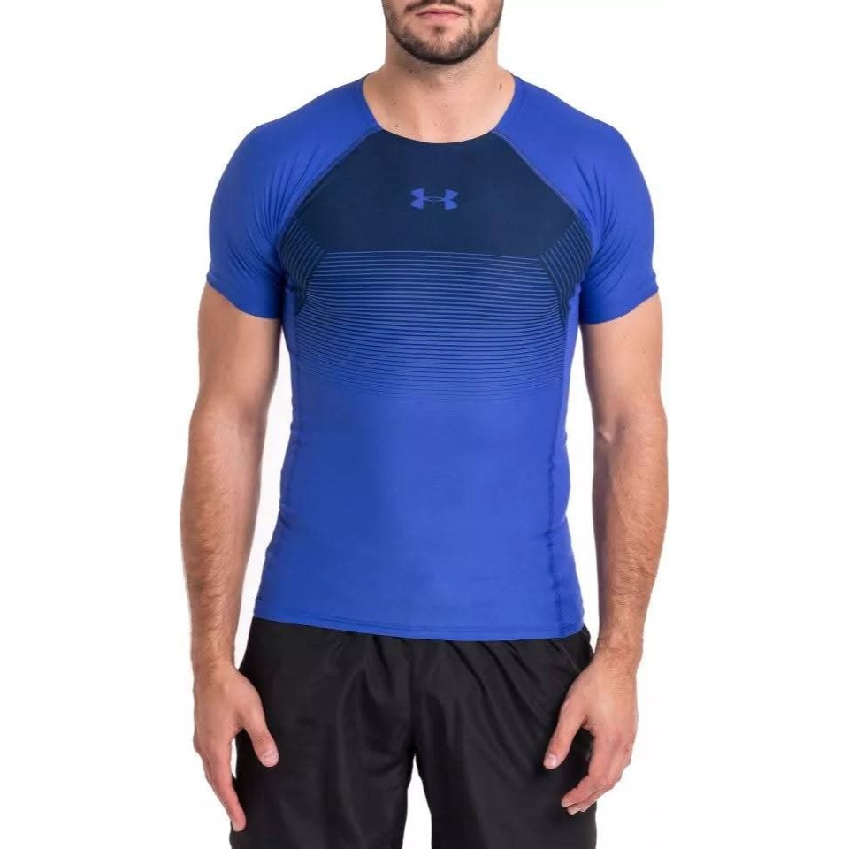 男子 UA Vanish 藍色 快速排汗 訓練 強力伸縮型緊身短袖上衣 定價1680-細節圖3