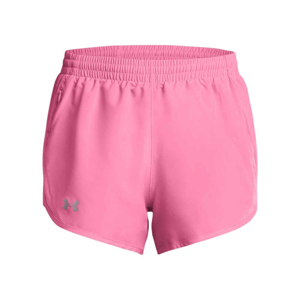 女子 UA Fly By 內裡三角小內褲 右側拉鏈小口袋 粉紅色 運動短褲 歐美版M-細節圖3