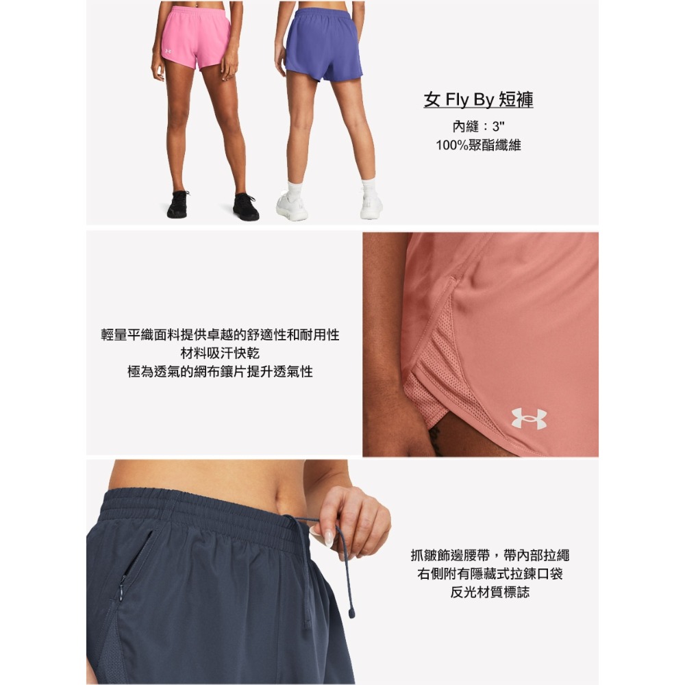 女子 UA Fly By 內裡三角小內褲 右側拉鏈小口袋 粉紅色 運動短褲 歐美版M-細節圖7