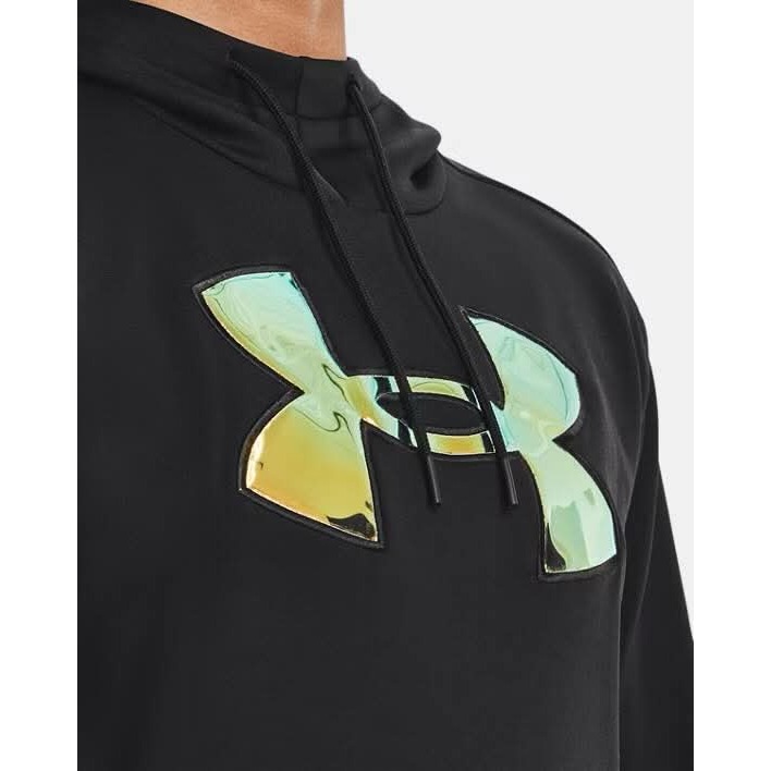 女子 UA Armour Fleece® Big Logo Hoodie 黑色 連帽長袖上衣 美版-細節圖2