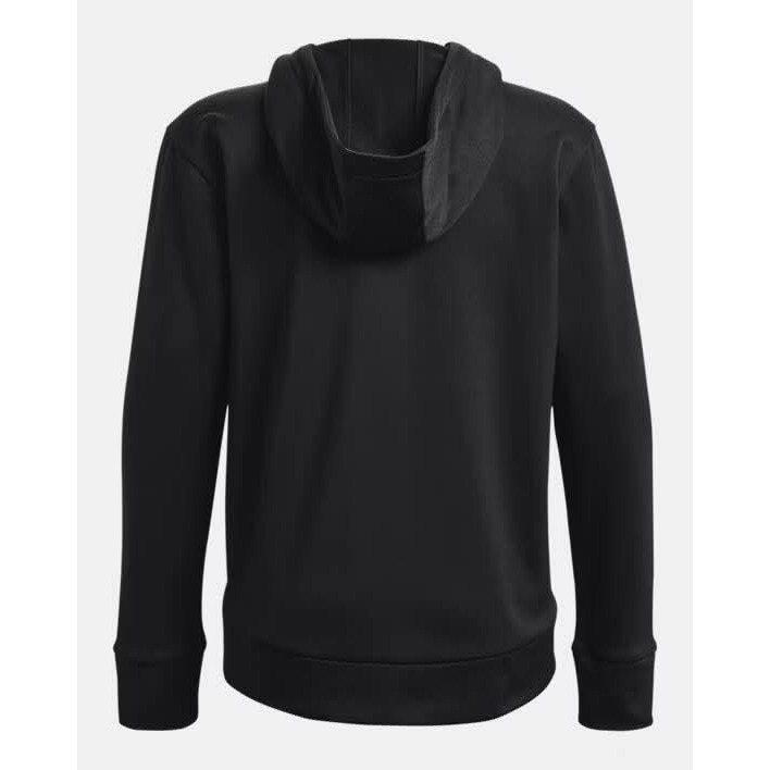 女子 UA Armour Fleece® Big Logo Hoodie 黑色 連帽長袖上衣 美版-細節圖5