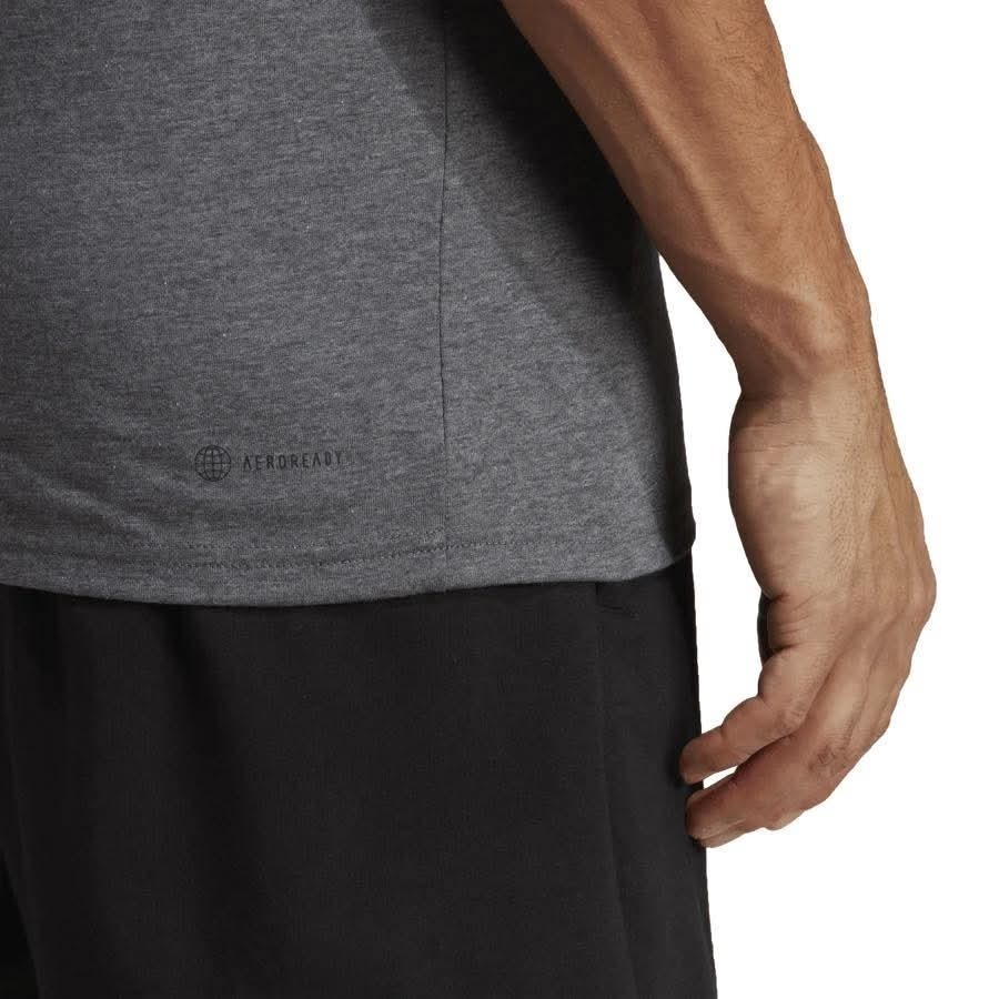 男子 ADIDAS AEROREADY 灰色 吸濕排汗 訓練 短袖上衣 定價990-細節圖7