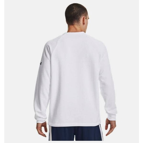 男子 UA Project Rock Heavyweight Terry 白色 巨石強森 長袖圓領上衣-細節圖3