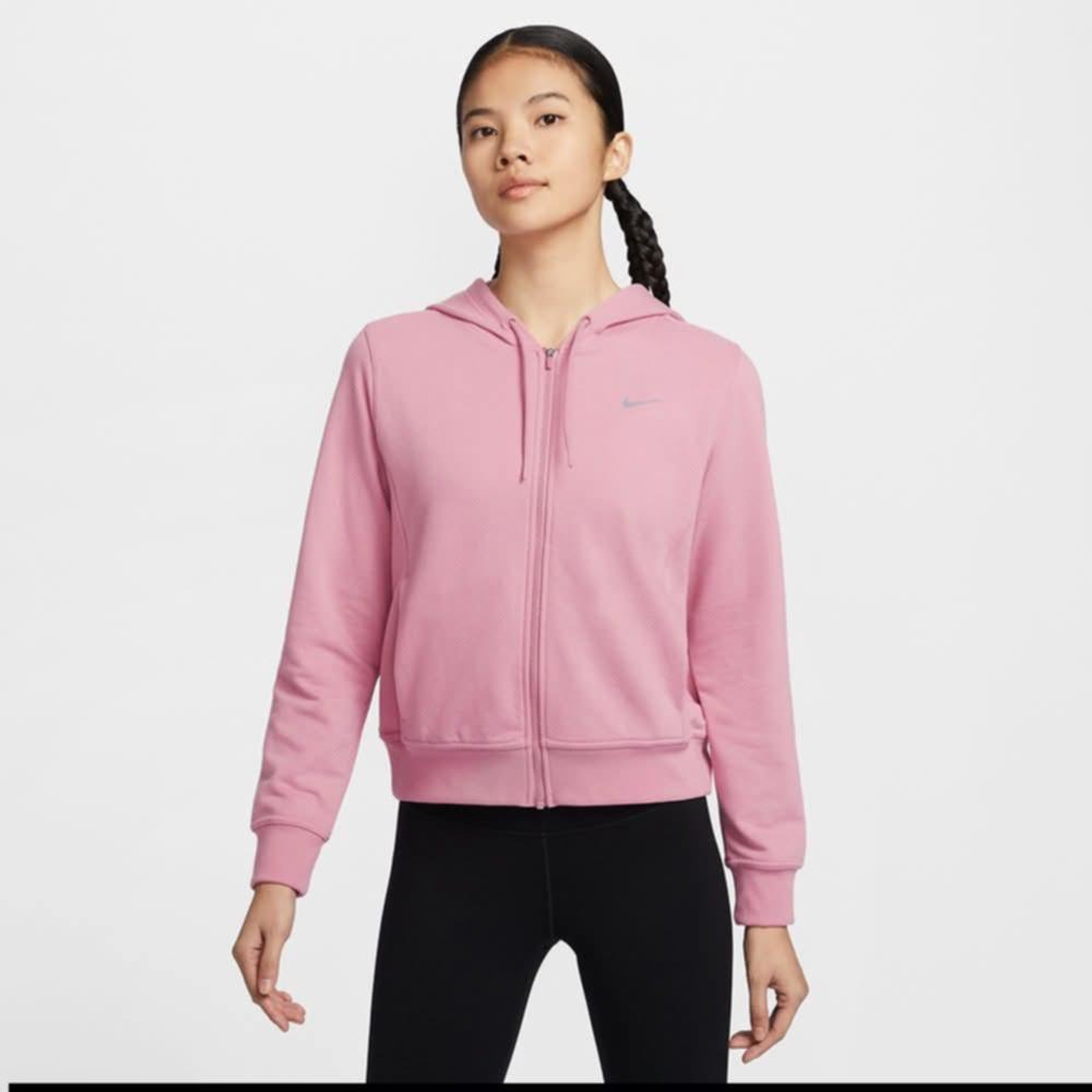 女子 NIKE AS W NK ONE DF FZ HOODIE LBR 粉色 法國毛線圈 吸濕排汗 訓練 連帽外套-細節圖2