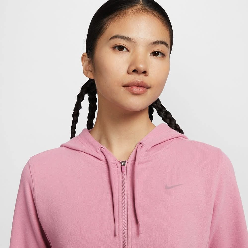 女子 NIKE AS W NK ONE DF FZ HOODIE LBR 粉色 法國毛線圈 吸濕排汗 訓練 連帽外套-細節圖3