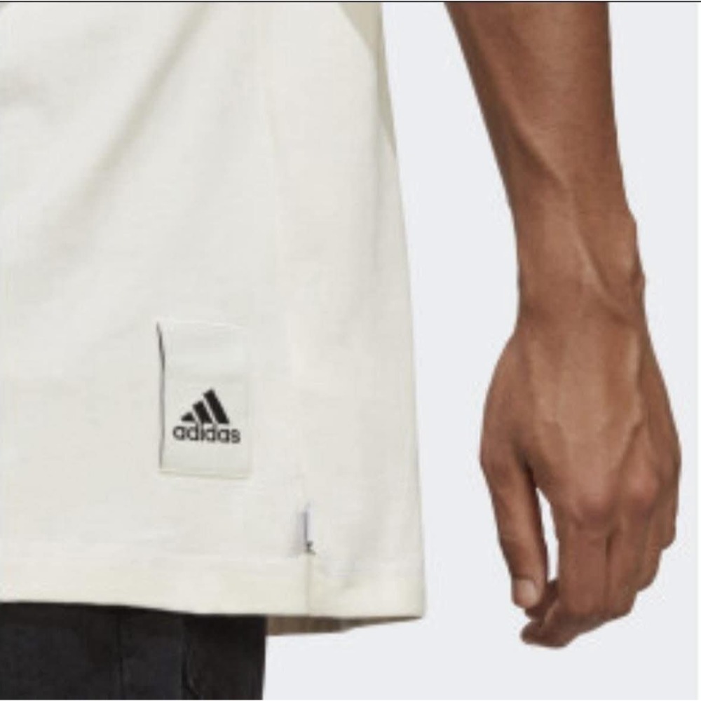 男子 Adidas Lounge 米色 中磅數 休閒 素T 短袖上衣 定價1290-細節圖4