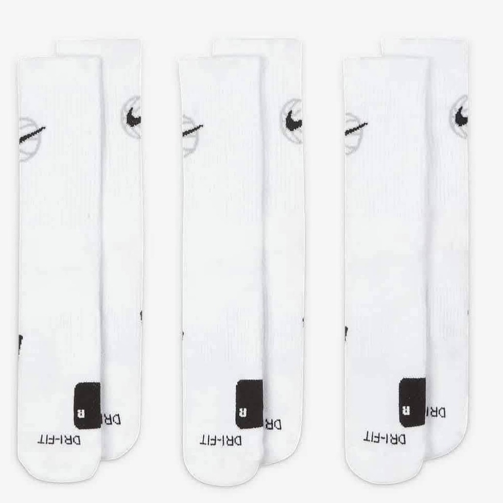 NIKE ELITE EVERYDAY CREW 白色 厚底 約到小腿肚 菁英籃球襪 三雙一組 定價650-細節圖3