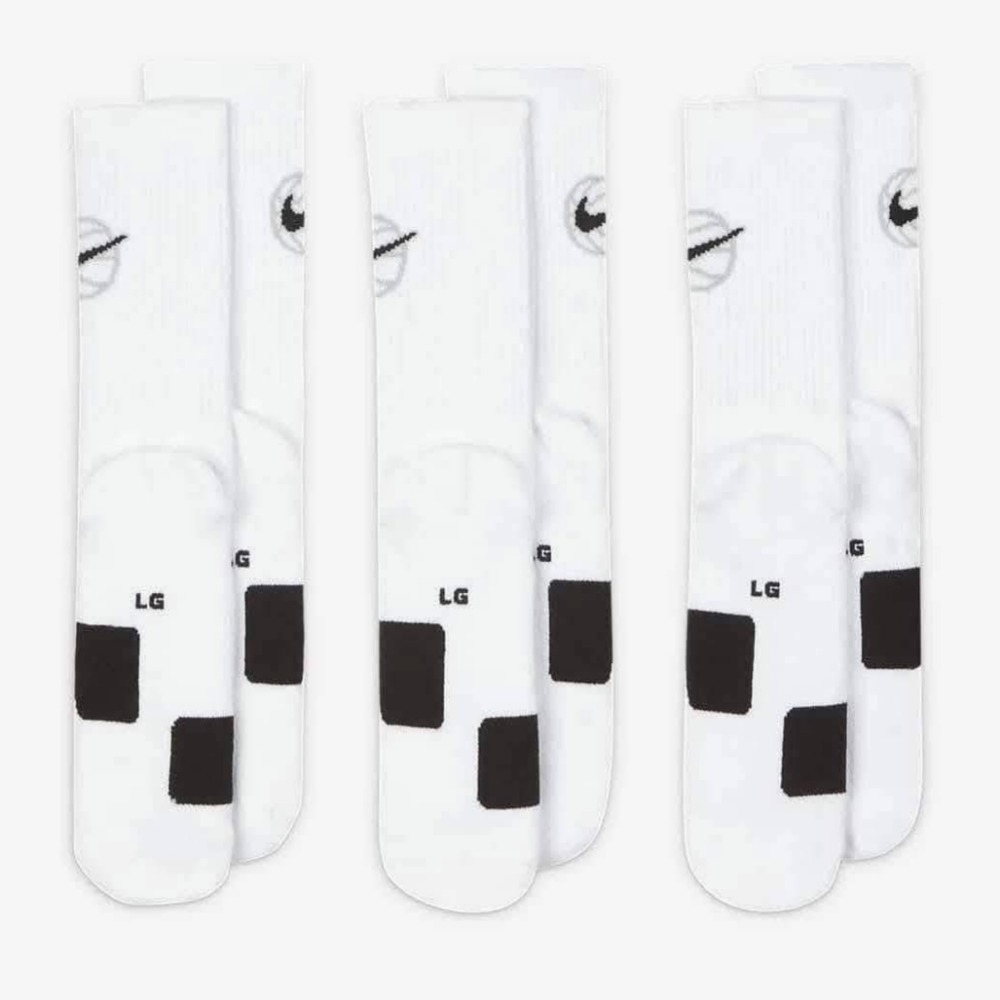 NIKE ELITE EVERYDAY CREW 白色 厚底 約到小腿肚 菁英籃球襪 三雙一組 定價650-細節圖4