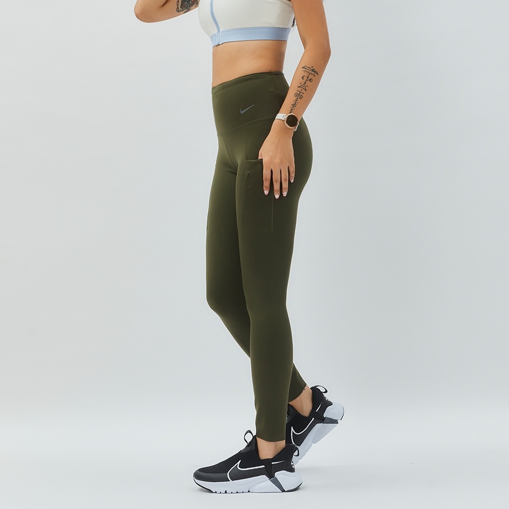 Nike DF GO HR TGHT 女 墨綠 高腰 舒適 緊身 運動 束褲-細節圖2