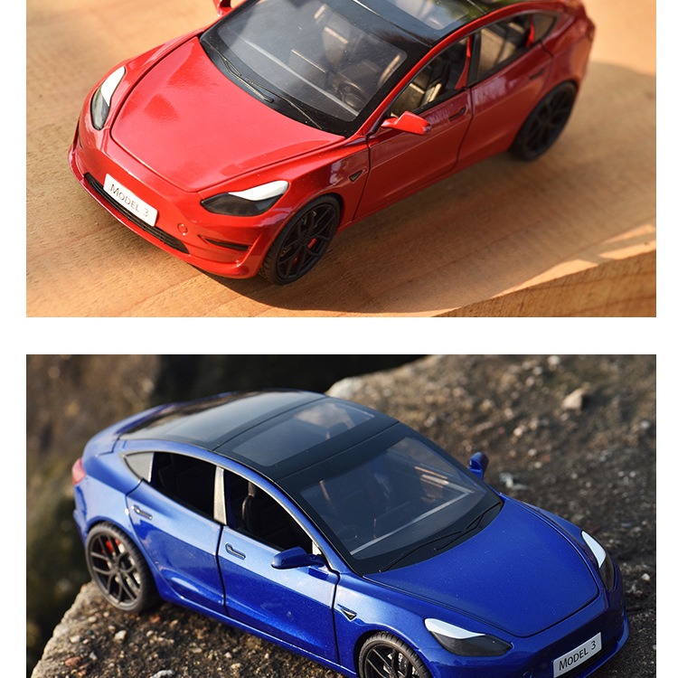 【現貨】模型車 Model 3 特斯拉 Tesla Model 聲光 迴力車 1:24 合金模型 電動車-細節圖5