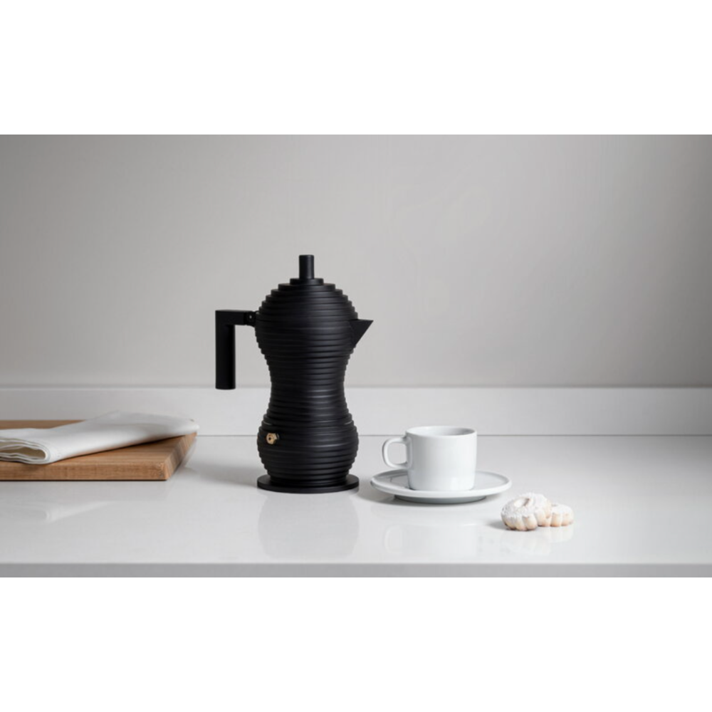 義大利 Alessi Pulcina Espresso 小雞（霧黑烏骨雞）精品級摩卡壺-細節圖2