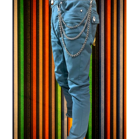 男性配件 潮流個性不鏽鋼三V造型雙掛鍊腰鍊 飾品配件-細節圖2