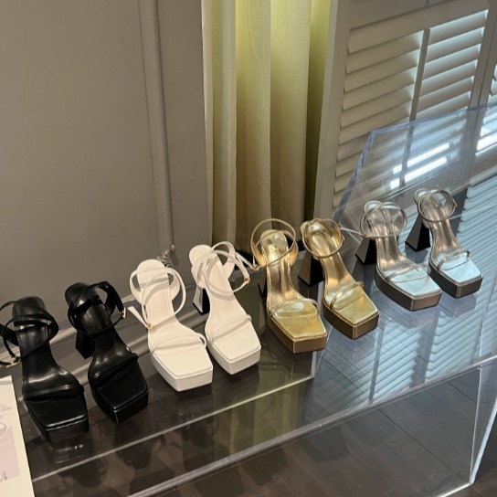 👠GS美鞋👠歐美風方頭一字帶厚底女夏季粗跟恨天高小個子增高超高跟鞋涼鞋子-細節圖3