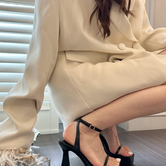 👠GS美鞋👠歐美風方頭一字帶厚底女夏季粗跟恨天高小個子增高超高跟鞋涼鞋子-細節圖5