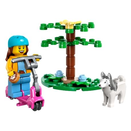 【磚星球】樂高 LEGO 30639 城市 滑板車女孩與哈士奇 Dog Park and Scooter-細節圖3