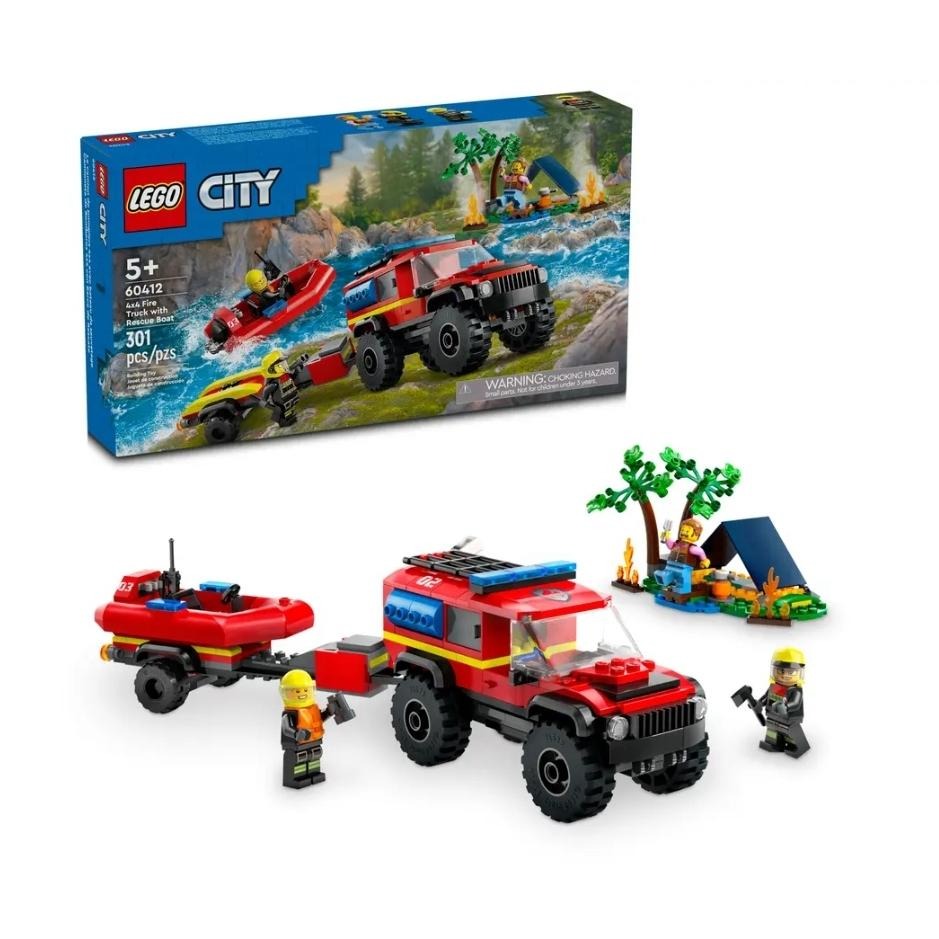 【磚星球】樂高 LEGO 60412 城市系列 四輪驅動消防車和救援艇 4x4 Truck with Boat-細節圖2
