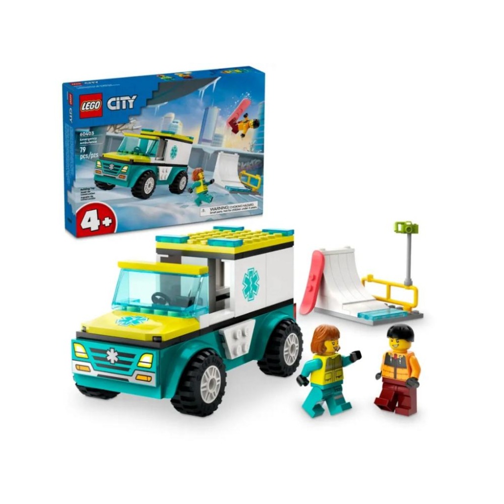 【磚星球】樂高 LEGO 60403 城市系列 救護車和單板滑雪者 EmergencyAmbul&Snowboarder-細節圖2