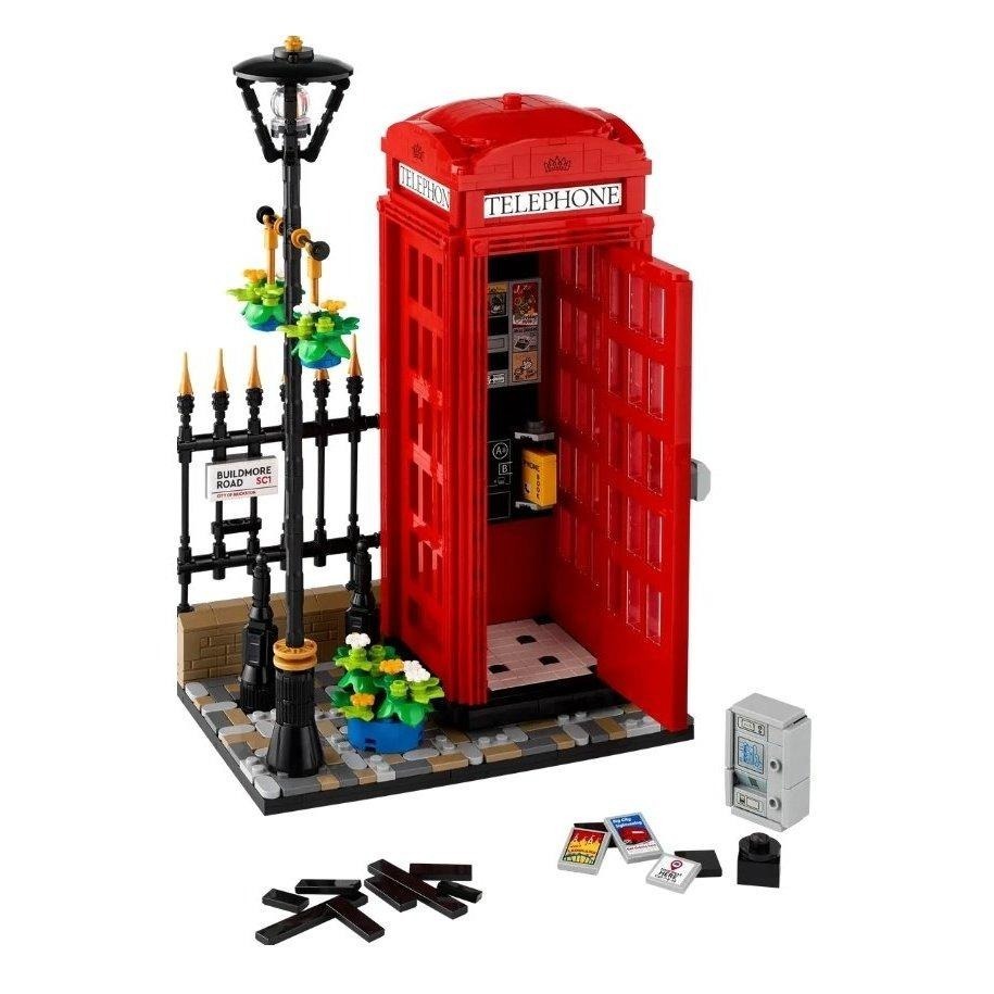 【磚星球】樂高 LEGO 21347 IDEAS 倫敦紅色電話亭 Red London Telephone Box-細節圖3