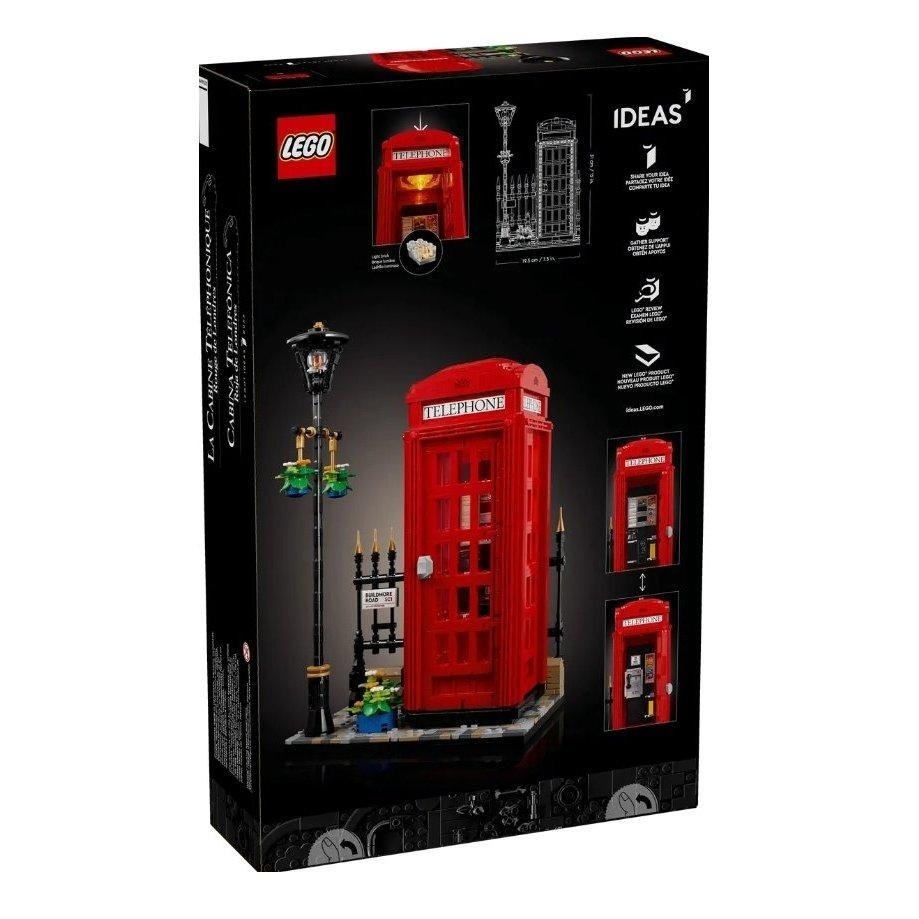 【磚星球】樂高 LEGO 21347 IDEAS 倫敦紅色電話亭 Red London Telephone Box-細節圖4