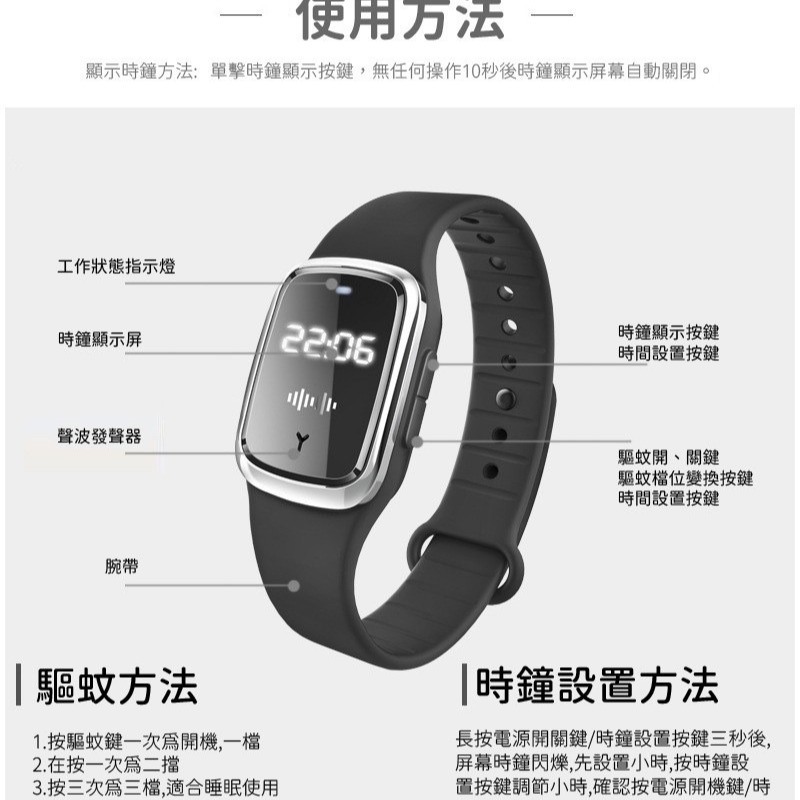 超聲波驅蚊手錶-魔剋蚊（請先充電再使用🙏）-細節圖3