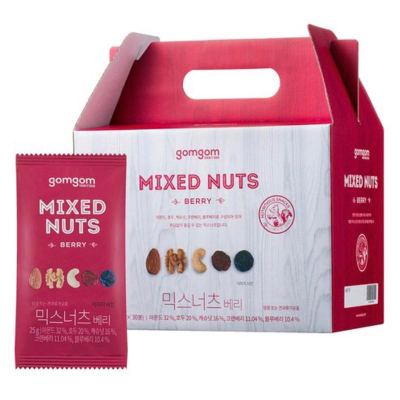 ［粉是愛吃］免運 韓國gomgom 綜合堅果莓果乾禮盒25g 30包