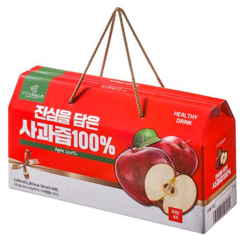 [粉是愛吃］免運 韓國VITAHALO 袋裝蘋果汁80ml 30入-細節圖2
