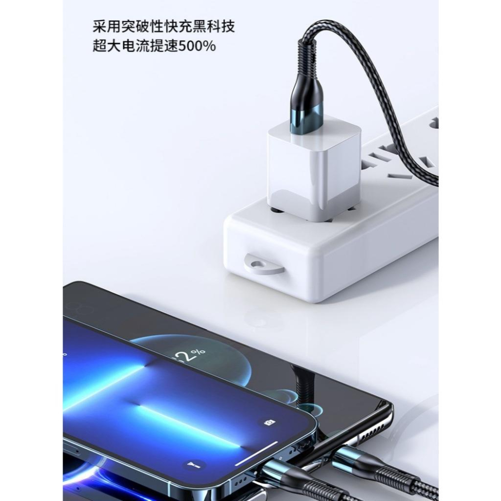 120W 超級快充三合一充電線｜TypeC 蘋果Micro 三合一 一拖三數據線 傳輸快充線 手機通用-細節圖2