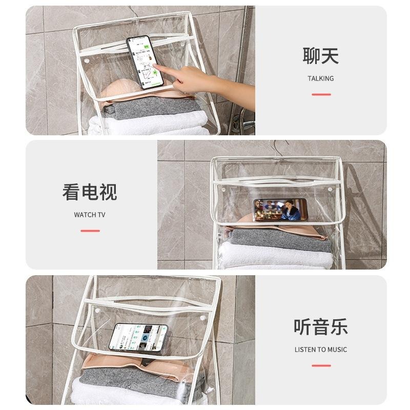 浴室防水掛袋 浴室 健身房 泳池 置衣收納袋 壁掛式 大容量 收納袋 PVC袋 透明袋 防潑水-細節圖2