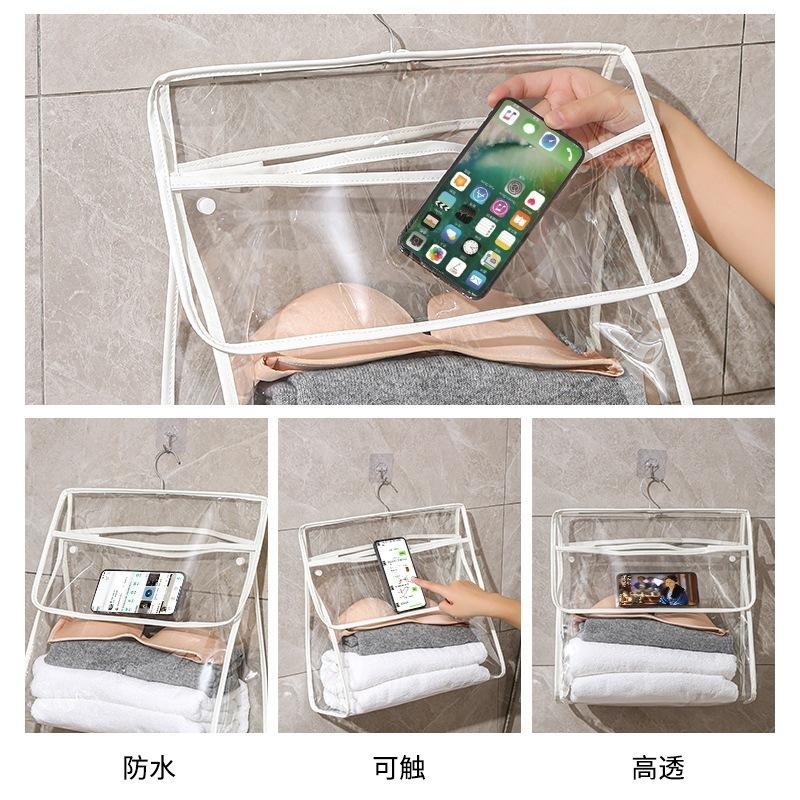 浴室防水掛袋 浴室 健身房 泳池 置衣收納袋 壁掛式 大容量 收納袋 PVC袋 透明袋 防潑水-細節圖3