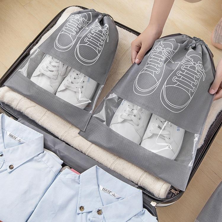豆腐媽 現貨👟鞋子收納袋 旅行鞋袋｜出國出差必備 防潮防黴 局部透明設計｜裝鞋袋/收納袋/鞋類分裝袋-細節圖2
