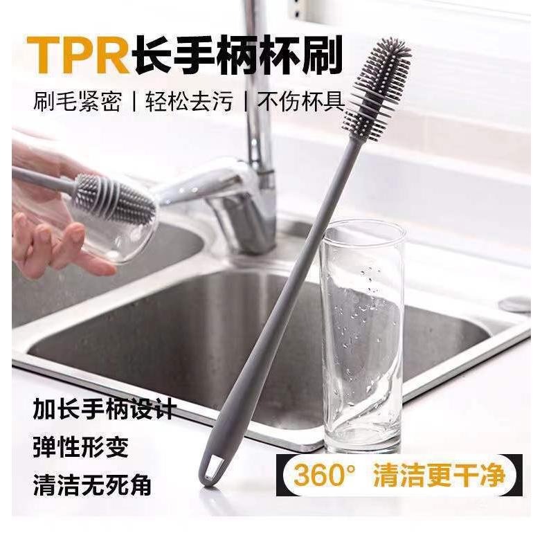 豆腐媽 洗杯刷 加長 長柄刷 矽膠刷 家用刷 杯刷 矽膠頭 太和工房瓶刷 水瓶刷 清潔刷 水壺刷-細節圖2