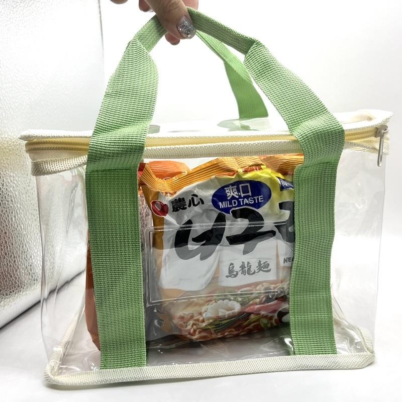 豆腐媽 加厚透明手提袋｜PVC午餐袋/野餐袋/玩具收納 外出分裝袋 可放姓名牌 三色碗袋 現貨-細節圖2