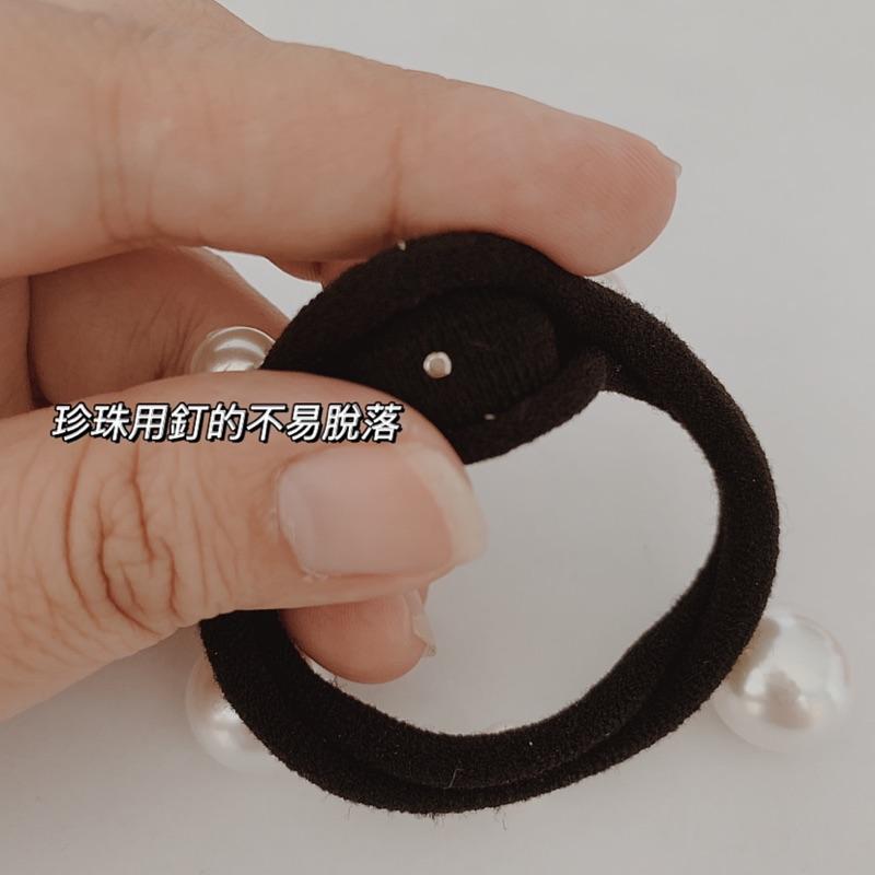 豆腐媽 現貨 大珍珠 小珍珠 髮圈 韓風 韓式 韓妞 平價髮式 短馬尾 馬尾 韓髮圈-細節圖3