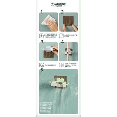 豆腐媽 現貨 掃把拖把免釘架｜免打孔無痕貼 多功能掛勾卡座 掛牆式牛角掛 固定收納好幫手 牛角造型拖把架-細節圖2