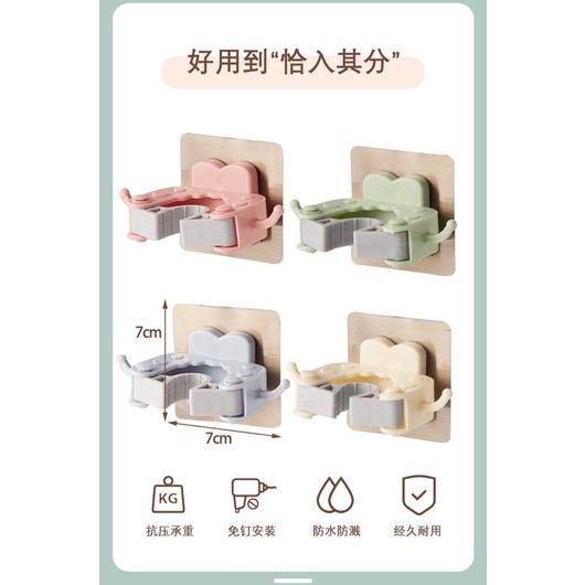 豆腐媽 現貨 掃把拖把免釘架｜免打孔無痕貼 多功能掛勾卡座 掛牆式牛角掛 固定收納好幫手 牛角造型拖把架-細節圖5