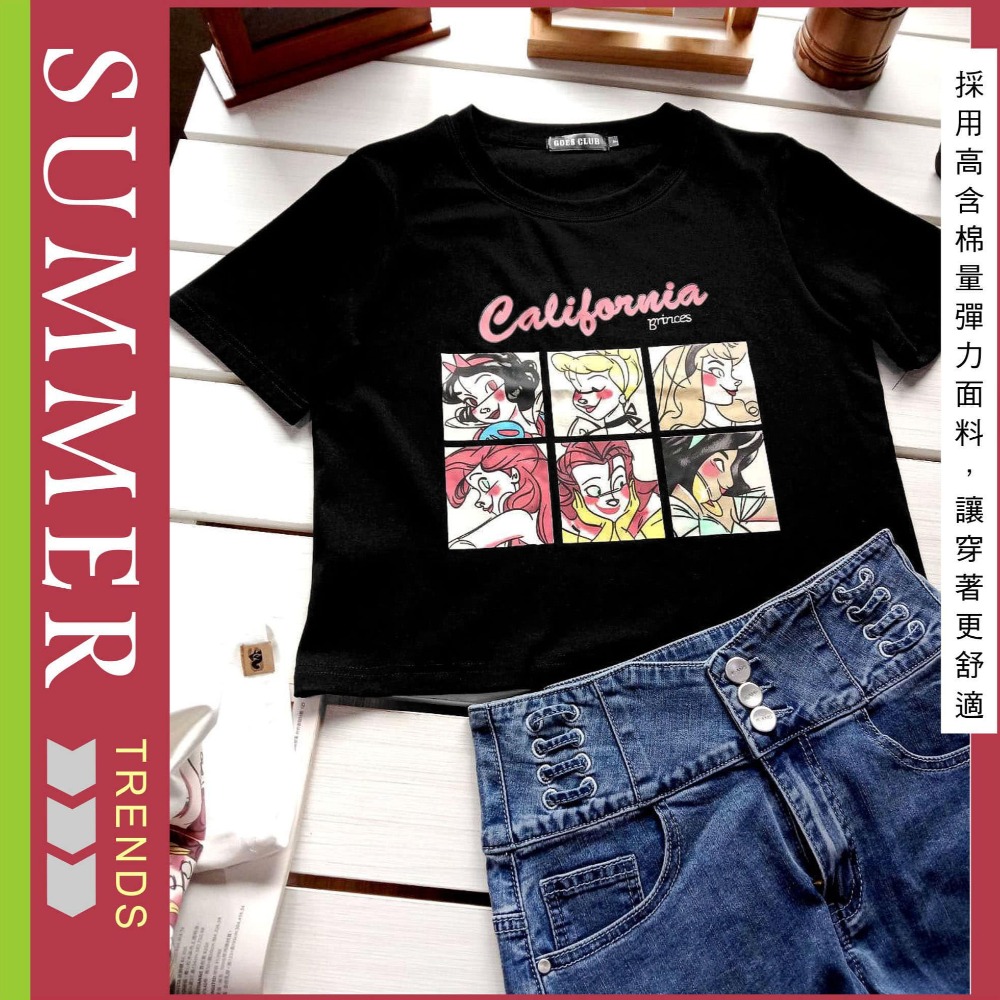 韓風 短版可愛圖文 休閒T恤-細節圖4