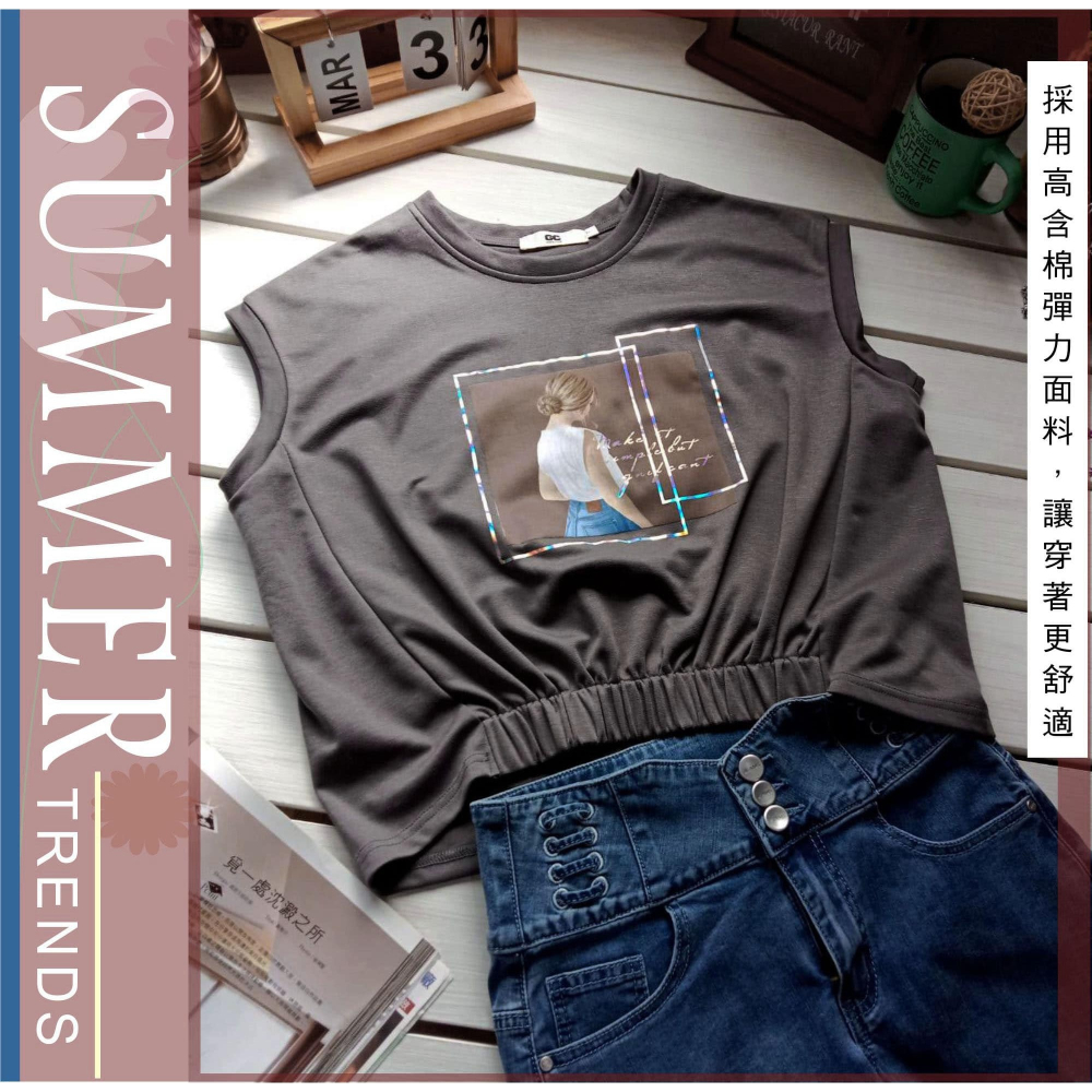 異材質拼接 微短版 休閒ㄒ恤-細節圖5