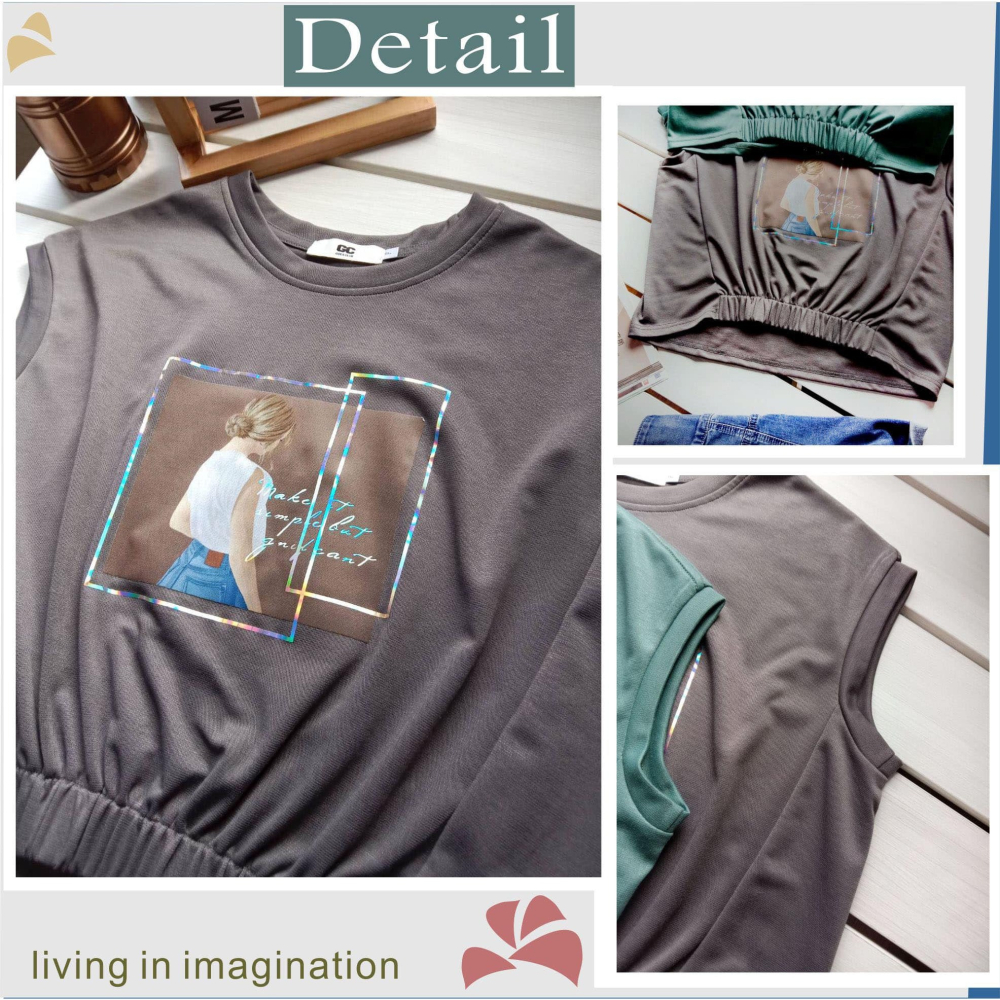 異材質拼接 微短版 休閒ㄒ恤-細節圖6