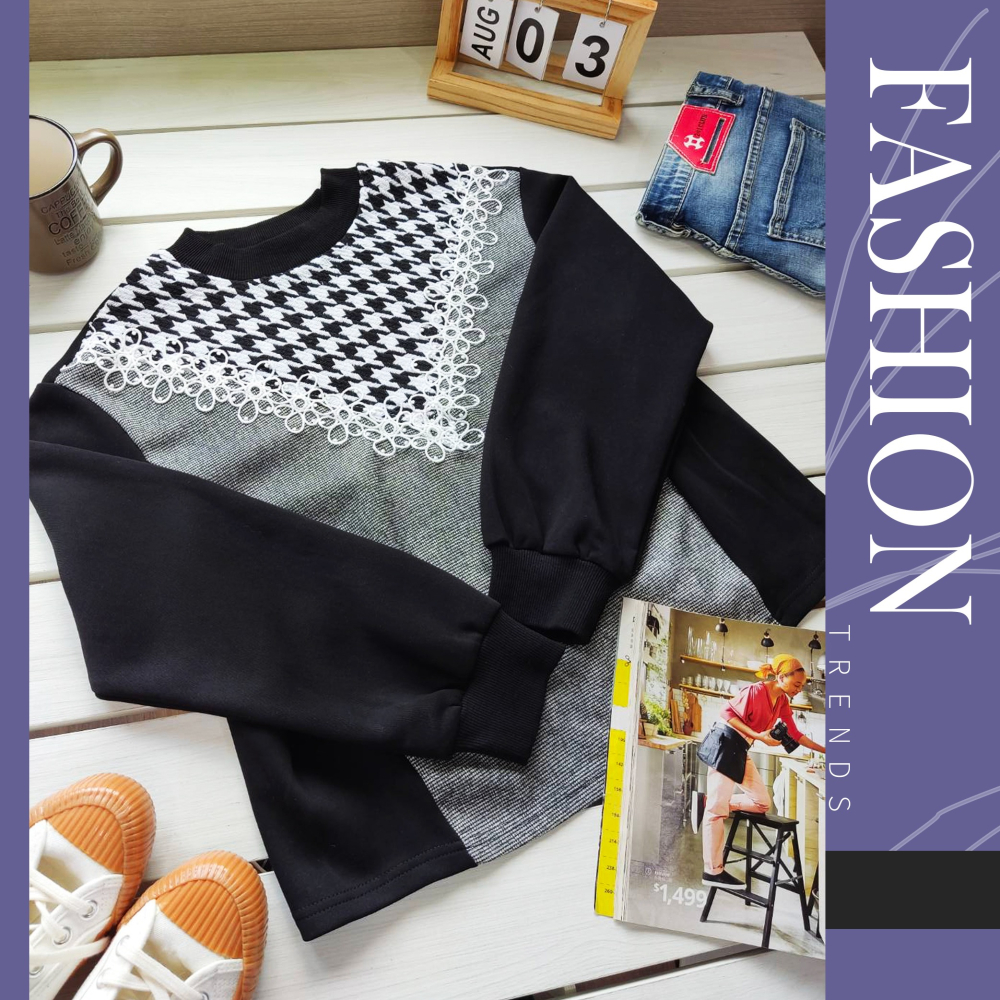 💖💖女神必買單品💖💖韓版時尚 千鳥格 針織拼接上衣-細節圖4