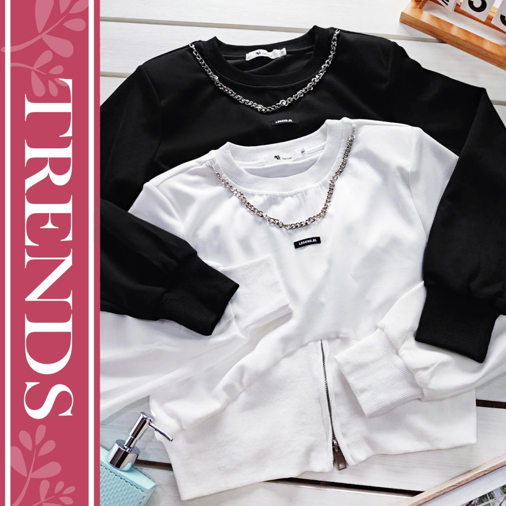 韓風時尚 （附鏈條）拉鍊造型短版上衣-細節圖2