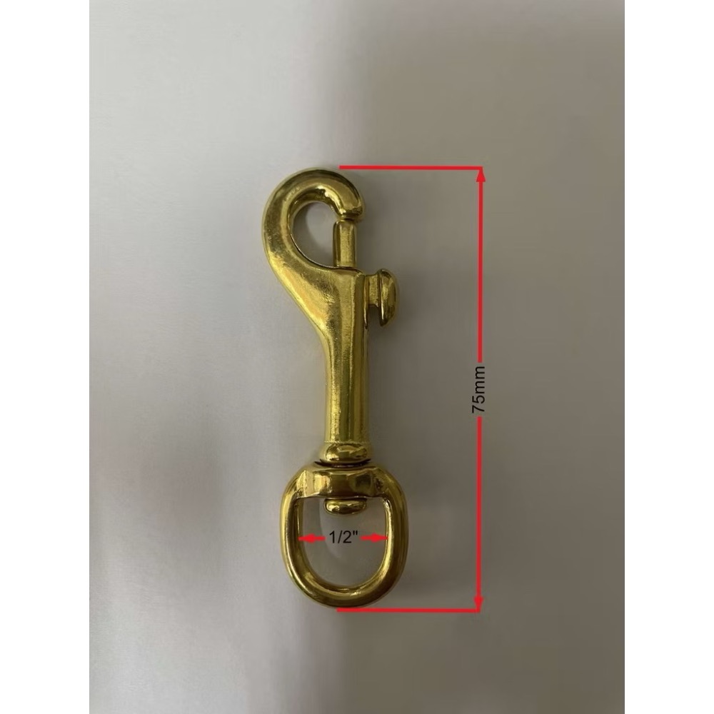 現貨-黃銅狗鍊頭 1/2＂ 黃銅鉤 鉤扣具 問號鉤  鑰匙圈-規格圖2